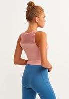 Bayan Pembe Ekstra Esnek ve Dikişsiz Crop Top