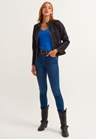 Bayan Mavi Casual Deep V-Neck Tişört