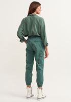 Bayan Yeşil Pamuklu Casual Jogger Pantolon