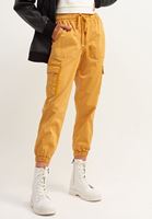 Bayan Sarı Pamuklu Casual Jogger Pantolon