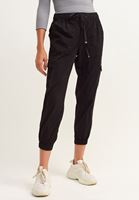 Bayan Siyah Pamuklu Casual Jogger Pantolon