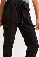 Bayan Siyah Kargo Jogger Pantolon