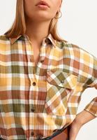 Bayan Kahverengi Ekose Desenli Boyfriend Gömlek