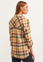 Bayan Kahverengi Ekose Desenli Boyfriend Gömlek