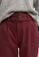 Bayan Bordo Carrot-Fit Kemerli Pantolon