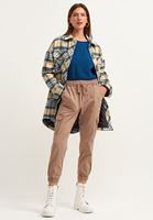 Bayan Mavi Pamuklu Cut-Out Kollu Tişört