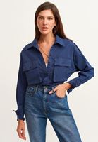 Bayan Lacivert Western Apoletli Gömlek