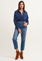 Bayan Lacivert Western Apoletli Gömlek