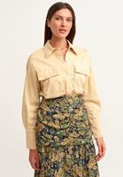 Bayan Bej Western Apoletli Gömlek