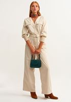 Bayan Bej Kemerli Maxi Tulum