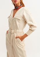 Bayan Bej Kemerli Maxi Tulum