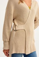 Bayan Bej Kemerli Örgü Hırka