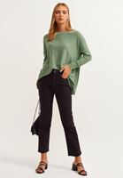 Bayan Yeşil Pamuklu Yumuşak Dokulu Triko