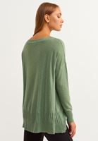 Bayan Yeşil Pamuklu Yumuşak Dokulu Triko