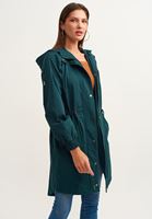 Bayan Yeşil Casual Kapüşonlu Parka