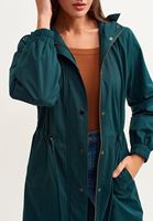 Bayan Yeşil Casual Kapüşonlu Parka