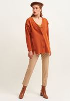 Bayan Kahverengi Pamuklu Çok Düğmeli Hırka