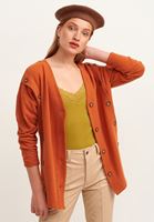 Bayan Kahverengi Pamuklu Çok Düğmeli Hırka