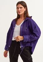 Bayan Mor Waterproof Casual Kapüşonlu Yağmurluk