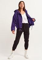 Bayan Mor Waterproof Casual Kapüşonlu Yağmurluk