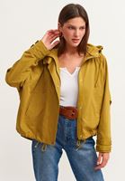 Bayan Yeşil Waterproof Casual Kapüşonlu Yağmurluk