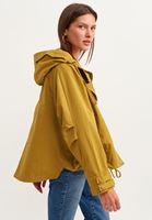 Bayan Yeşil Waterproof Casual Kapüşonlu Yağmurluk