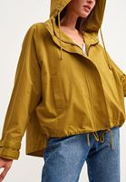 Bayan Yeşil Waterproof Casual Kapüşonlu Yağmurluk