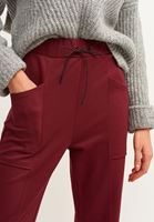 Bayan Bordo Cepli ve Bağcıklı Jogger Pantolon