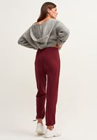 Bayan Bordo Cepli ve Bağcıklı Jogger Pantolon