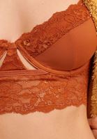 Bayan Kahverengi Cut-Out Dantelli & Balenli Bralet