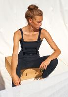 Bayan Siyah Esnek Dokulu Crop Top