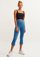 Bayan Siyah Esnek Dokulu Crop Top