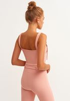 Bayan Pembe Esnek Dokulu Crop Top