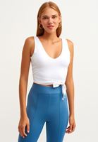 Bayan Beyaz Sınır Tanımayan Esnek Crop Top