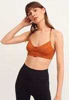 Bayan Kahverengi Sırt Detaylı Romantik Bralet