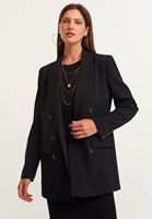 Bayan Siyah Vintage Etkili Boyfriend Blazer Ceket 