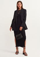 Bayan Siyah Vintage Etkili Boyfriend Blazer Ceket 