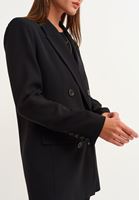 Bayan Siyah Vintage Etkili Boyfriend Blazer Ceket 