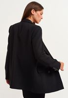 Bayan Siyah Vintage Etkili Boyfriend Blazer Ceket 