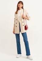 Bayan Bej Vintage Etkili Boyfriend Blazer Ceket 