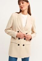 Bayan Bej Vintage Etkili Boyfriend Blazer Ceket 