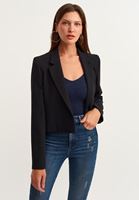 Bayan Siyah Mini Crop Blazer Ceket