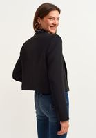 Bayan Siyah Mini Crop Blazer Ceket