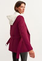 Bayan Vişne Çürüğü Premium Kemerli Blazer Ceket