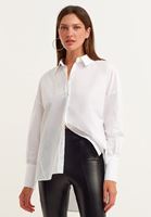 Bayan Beyaz Oversize Pamuklu Gömlek