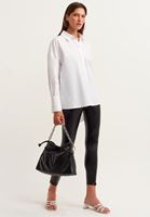 Bayan Beyaz Oversize Pamuklu Gömlek