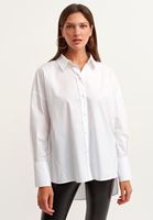 Bayan Beyaz Oversize Pamuklu Gömlek