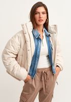 Bayan Bej Oversize Kapitone Şişme Mont