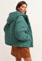 Bayan Yeşil Oversize Kapitone Şişme Mont