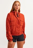 Bayan Kırmızı Kapüşonlu Yağmurluk